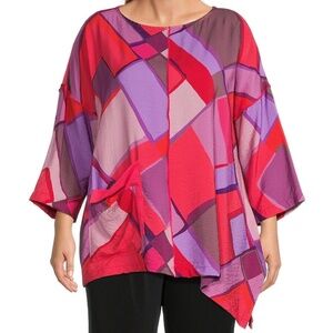 IC Collection layered asymmetrical tunic top matching pants XS nwt